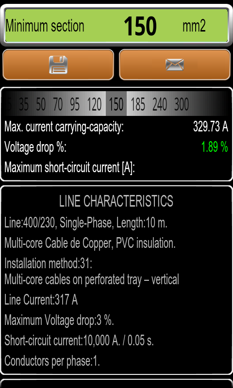 Electric Lines Calculator Screen 3