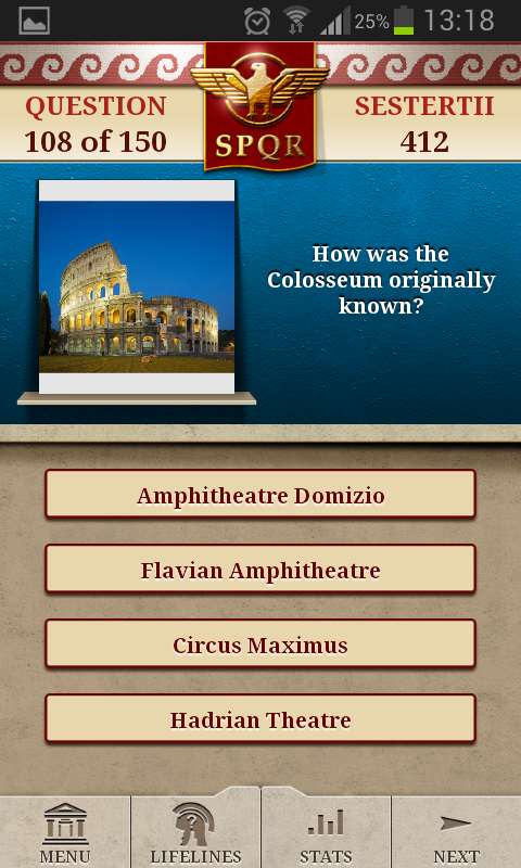 Android application Genius Quiz History of Rome screenshort