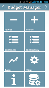 Captura de pantalla de la aplicacion Android Budget Manager