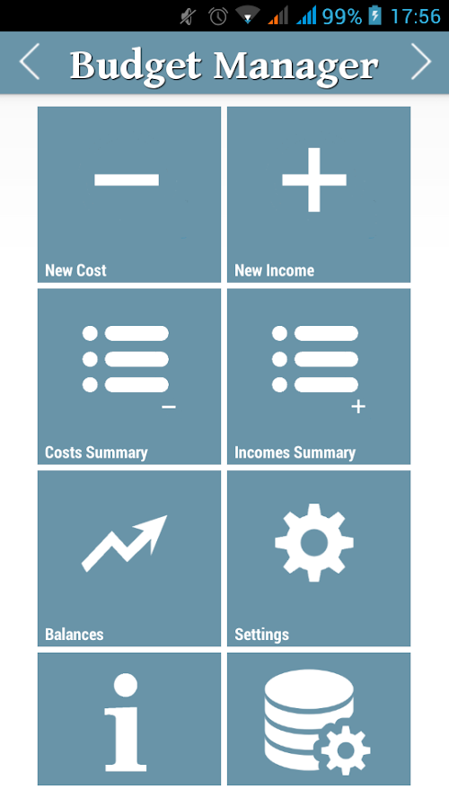 Android-Anwendung Budget Manager Screenshot