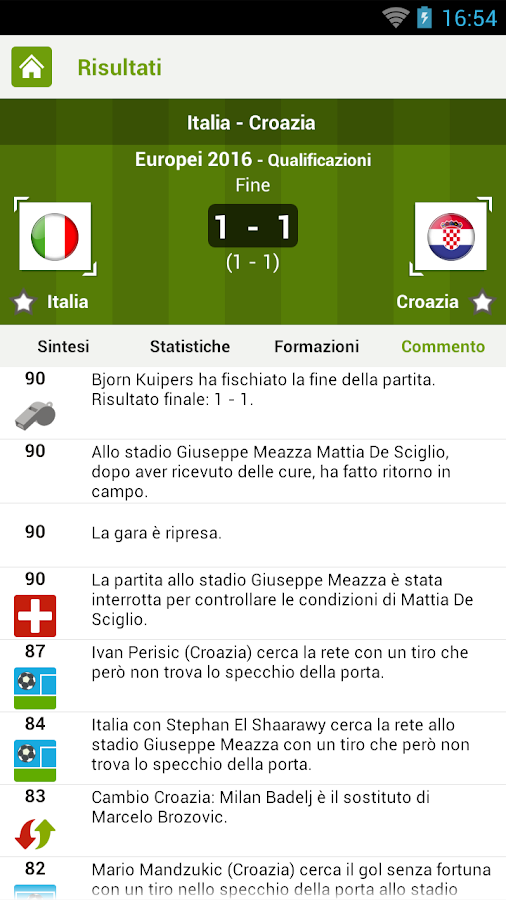 Calcio in diretta App Android su Google Play