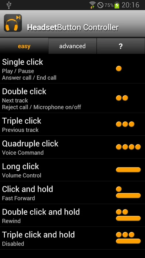 Headset Button Controller - screenshot