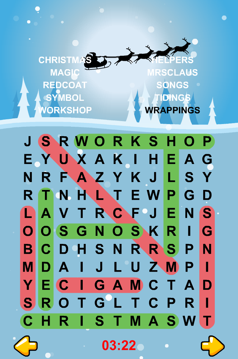 Christmas Word Search Puzzles Screen 2