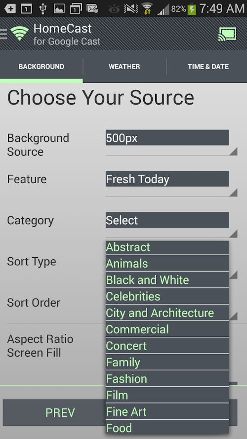 Android application HomeCast for Chromecast screenshort
