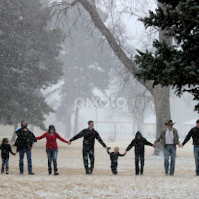 Snowy Family Walk by Candy (Ellison) Downs - People Family