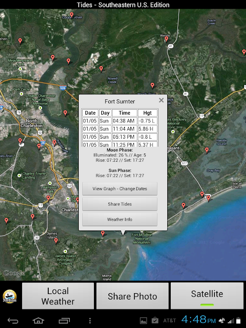 Android application Georgia Tides &amp; Carolina Tides screenshort