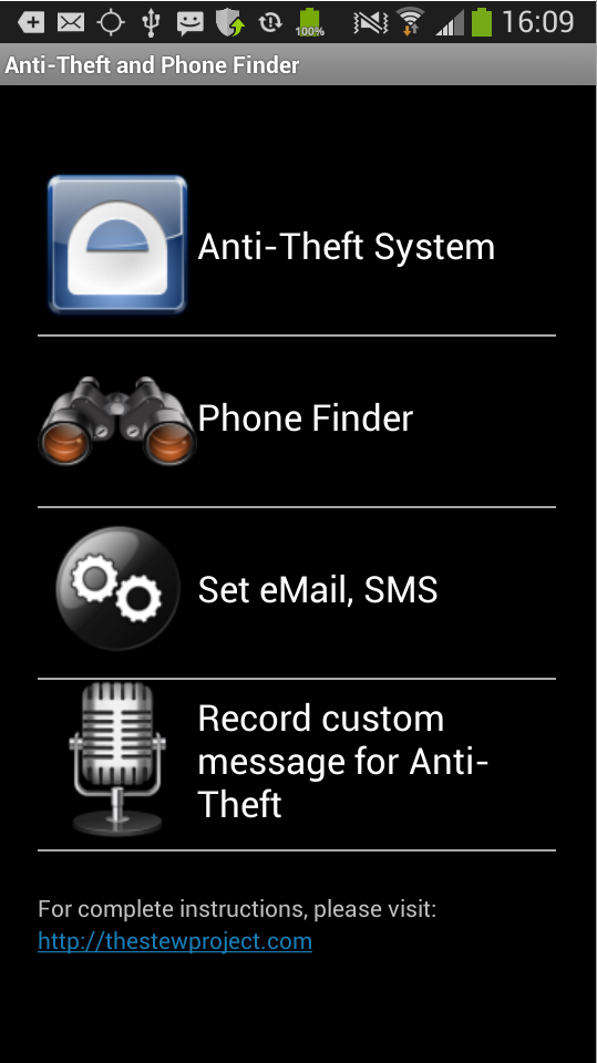 Anti-Theft and Phone Locator Screen 1