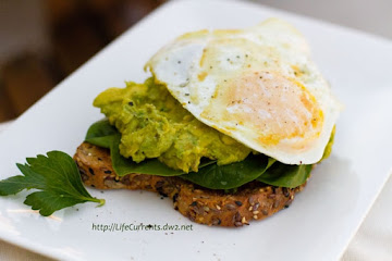 Open Faced Avocado-Miso Toasts with a Fried Egg