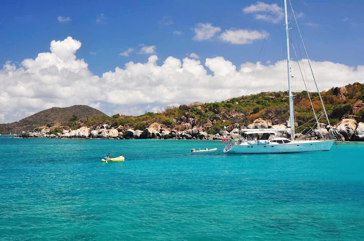 A sailboat off Virgin Gorda in the British Virgin Islands. 