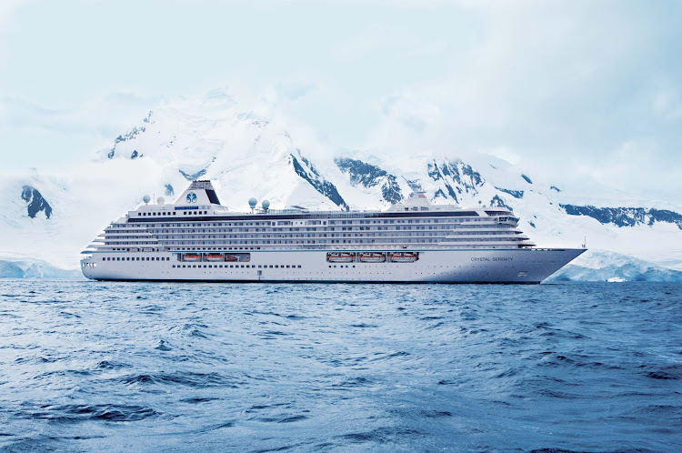Crystal Serenity will take you past lovely ice fields and glaciers in Antarctica.