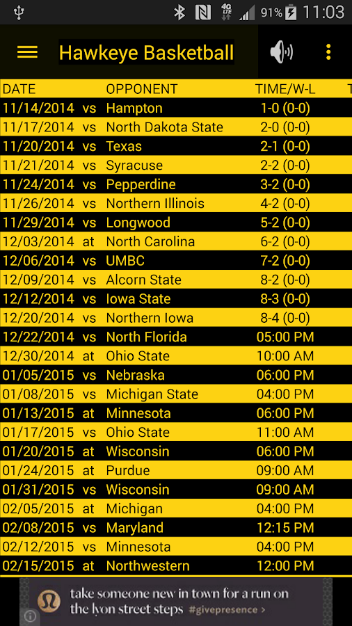 Hawkeye Basketball Schedule Android Apps on Google Play