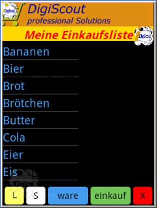 DigiScout Einkaufsliste