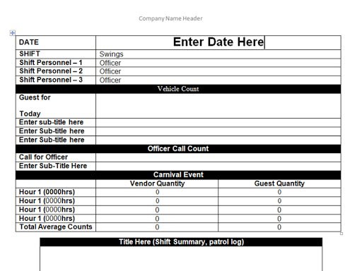 DAR Patrol Log