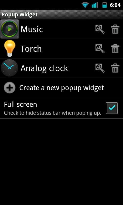 Popup Widget - screenshot