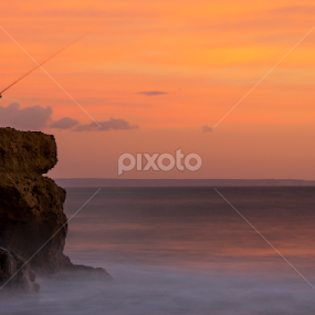 Old Man Fishing by António Lopes - Landscapes Sunsets & Sunrises