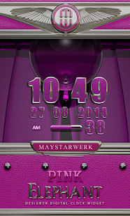Clock Widget Pink Elephant - náhled