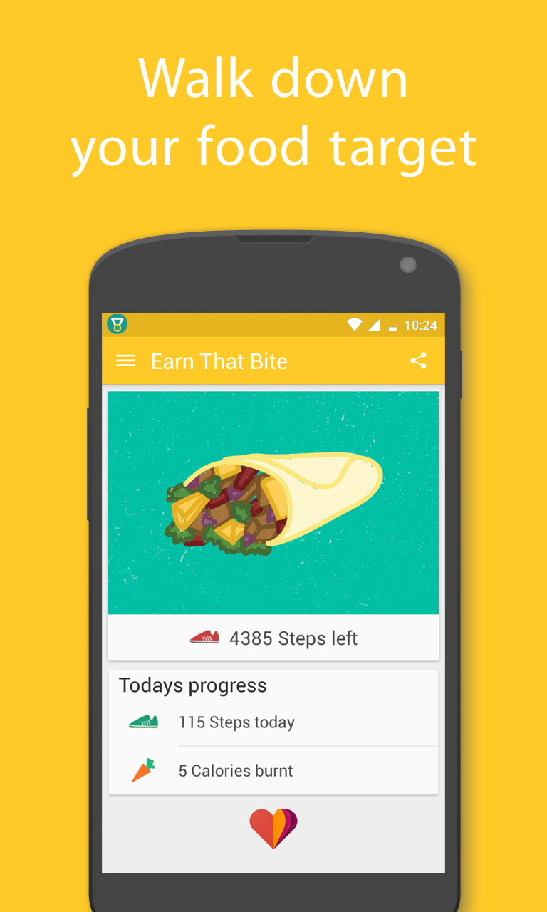 Earn That Bite- Food Tracker Screen 1