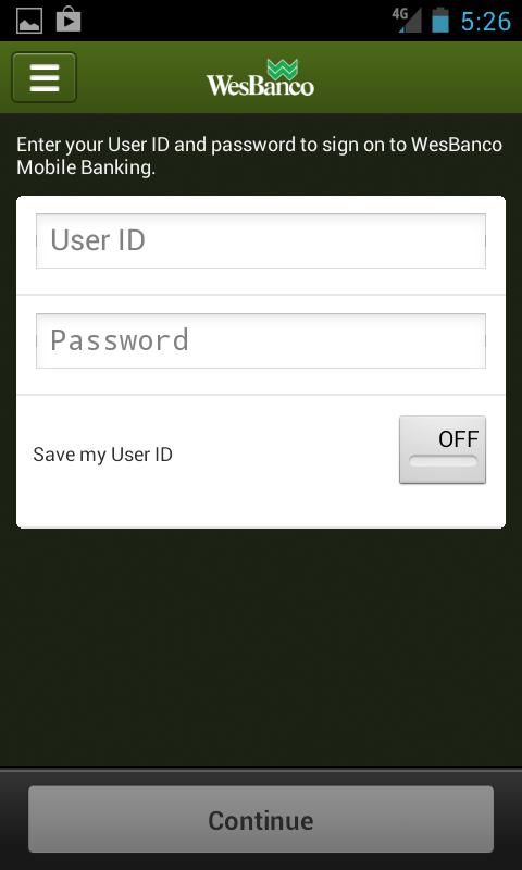 WesBanco Mobile Banking Screen 2