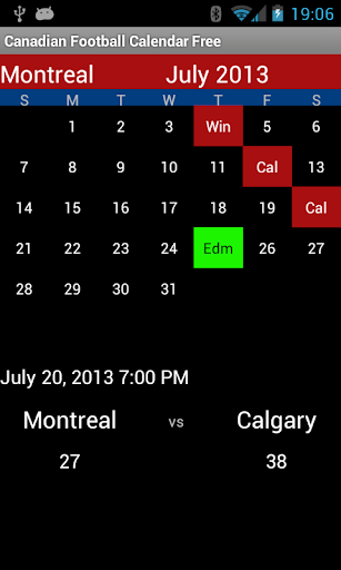 Canadian Football Calendar