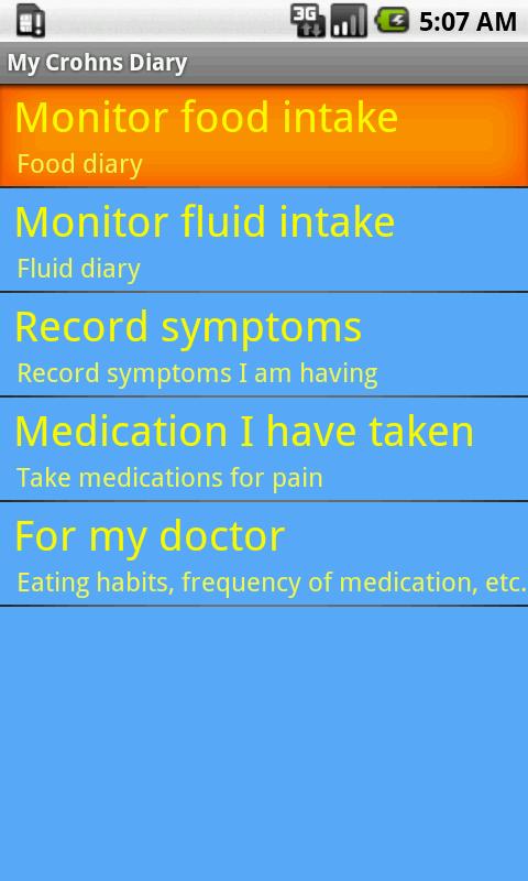 My Crohns Diary Screen 1