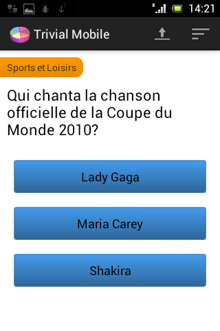 Android application Mobile Trivia screenshort