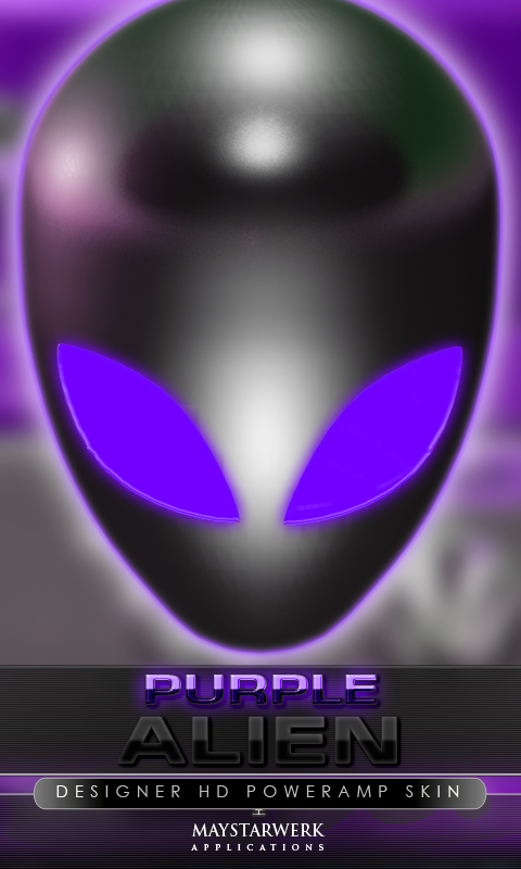 Android application poweramp skin alien purple screenshort